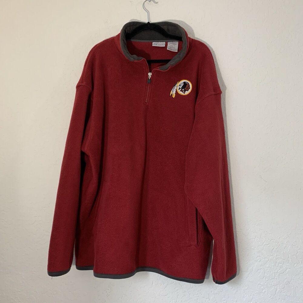 VTG Washington Redskins Sweatshirt Sweater Reebok 1/4 Zip Up‎ Pullover XL Red